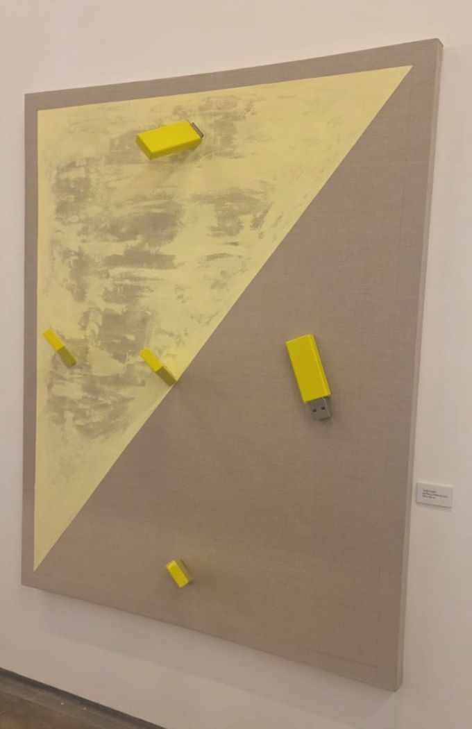 Flash drive, 2025 Acrylic and USBs on canvas 186 x 149 cm